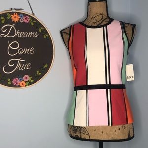 Bar III New Knit Tank Block Multi colored Sz M